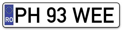 Placuta inmatriculare numar auto  PH-93-WEE, PH 93 WEE, PH93WEE