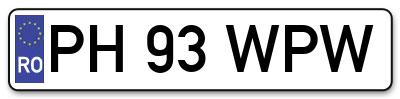 Placuta inmatriculare numar auto  PH-93-WPW, PH 93 WPW, PH93WPW