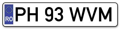 Placuta inmatriculare numar auto  PH-93-WVM, PH 93 WVM, PH93WVM