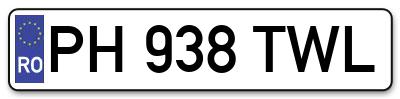 Placuta inmatriculare numar auto  PH-938-TWL, PH 938 TWL, PH938TWL