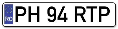 Placuta inmatriculare numar auto  PH-94-RTP, PH 94 RTP, PH94RTP