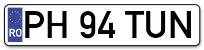 Placuta inmatriculare numar auto  PH-94-TUN, PH 94 TUN, PH94TUN