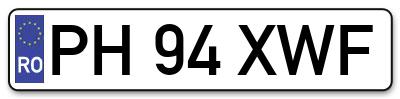 Placuta inmatriculare numar auto  PH-94-XWF, PH 94 XWF, PH94XWF