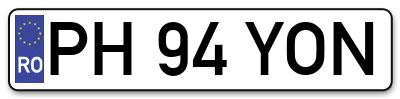 Placuta inmatriculare numar auto  PH-94-YON, PH 94 YON, PH94YON