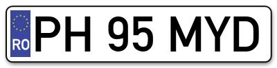 Placuta inmatriculare numar auto  PH-95-MYD, PH 95 MYD, PH95MYD