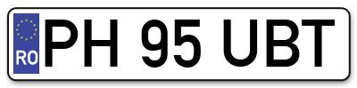 Placuta inmatriculare numar auto  PH-95-UBT, PH 95 UBT, PH95UBT