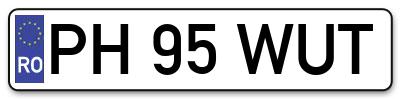 Placuta inmatriculare numar auto  PH-95-WUT, PH 95 WUT, PH95WUT