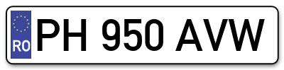 Placuta inmatriculare numar auto  PH-950-AVW, PH 950 AVW, PH950AVW