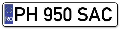 Placuta inmatriculare numar auto  PH-950-SAC, PH 950 SAC, PH950SAC