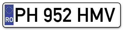 Placuta inmatriculare numar auto  PH-952-HMV, PH 952 HMV, PH952HMV