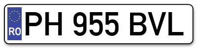 Placuta inmatriculare numar auto  PH-955-BVL, PH 955 BVL, PH955BVL