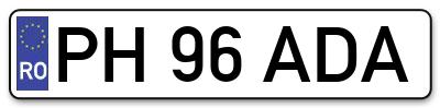 Placuta inmatriculare numar auto  PH-96-ADA, PH 96 ADA, PH96ADA