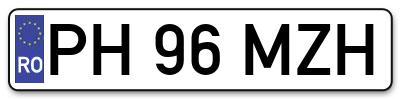 Placuta inmatriculare numar auto  PH-96-MZH, PH 96 MZH, PH96MZH