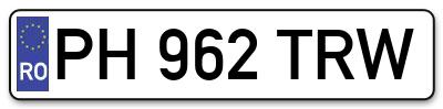 Placuta inmatriculare numar auto  PH-962-TRW, PH 962 TRW, PH962TRW