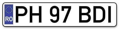 Placuta inmatriculare numar auto  PH-97-BDI, PH 97 BDI, PH97BDI