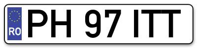 Placuta inmatriculare numar auto  PH-97-ITT, PH 97 ITT, PH97ITT