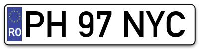 Placuta inmatriculare numar auto  PH-97-NYC, PH 97 NYC, PH97NYC