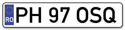 Placuta inmatriculare numar auto  PH-97-OSQ, PH 97 OSQ, PH97OSQ