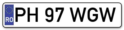 Placuta inmatriculare numar auto  PH-97-WGW, PH 97 WGW, PH97WGW