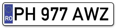 Placuta inmatriculare numar auto  PH-977-AWZ, PH 977 AWZ, PH977AWZ
