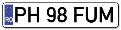 Placuta inmatriculare numar auto  PH-98-FUM, PH 98 FUM, PH98FUM