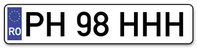 Placuta inmatriculare numar auto  PH-98-HHH, PH 98 HHH, PH98HHH