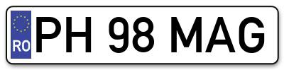 Placuta inmatriculare numar auto  PH-98-MAG, PH 98 MAG, PH98MAG