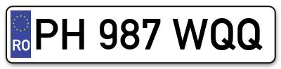 Placuta inmatriculare numar auto  PH-987-WQQ, PH 987 WQQ, PH987WQQ