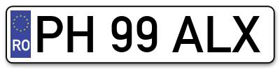 Placuta inmatriculare numar auto  PH-99-ALX, PH 99 ALX, PH99ALX