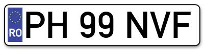 Placuta inmatriculare numar auto  PH-99-NVF, PH 99 NVF, PH99NVF