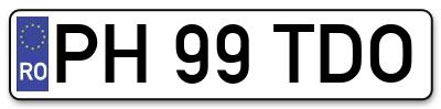 Placuta inmatriculare numar auto  PH-99-TDO, PH 99 TDO, PH99TDO