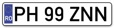 Placuta inmatriculare numar auto  PH-99-ZNN, PH 99 ZNN, PH99ZNN