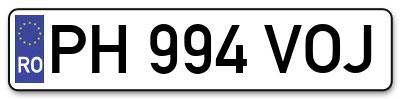 Placuta inmatriculare numar auto  PH-994-VOJ, PH 994 VOJ, PH994VOJ