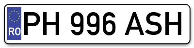 Placuta inmatriculare numar auto  PH-996-ASH, PH 996 ASH, PH996ASH