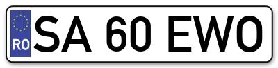 Placuta inmatriculare numar auto  SA-60-EWO, SA 60 EWO, SA60EWO