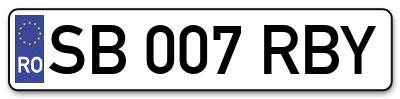 Placuta inmatriculare numar auto  SB-007-RBY, SB 007 RBY, SB007RBY