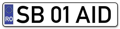Placuta inmatriculare numar auto  SB-01-AID, SB 01 AID, SB01AID