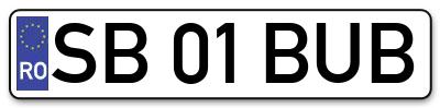 Placuta inmatriculare numar auto  SB-01-BUB, SB 01 BUB, SB01BUB