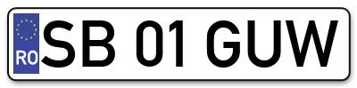 Placuta inmatriculare numar auto  SB-01-GUW, SB 01 GUW, SB01GUW