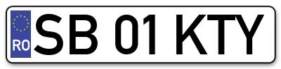 Placuta inmatriculare numar auto  SB-01-KTY, SB 01 KTY, SB01KTY