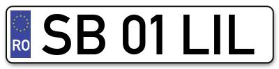 Placuta inmatriculare numar auto  SB-01-LIL, SB 01 LIL, SB01LIL