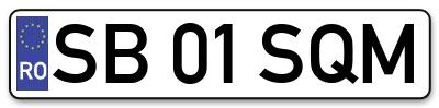 Placuta inmatriculare numar auto  SB-01-SQM, SB 01 SQM, SB01SQM
