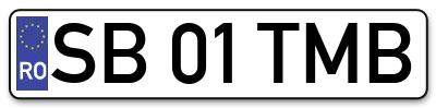 Placuta inmatriculare numar auto  SB-01-TMB, SB 01 TMB, SB01TMB
