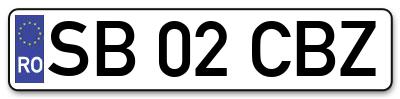 Placuta inmatriculare numar auto  SB-02-CBZ, SB 02 CBZ, SB02CBZ