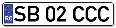 Placuta inmatriculare numar auto  SB-02-CCC, SB 02 CCC, SB02CCC