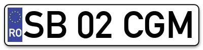 Placuta inmatriculare numar auto  SB-02-CGM, SB 02 CGM, SB02CGM