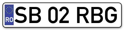 Placuta inmatriculare numar auto  SB-02-RBG, SB 02 RBG, SB02RBG
