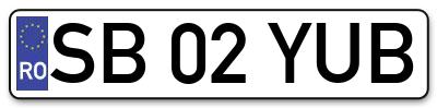 Placuta inmatriculare numar auto  SB-02-YUB, SB 02 YUB, SB02YUB