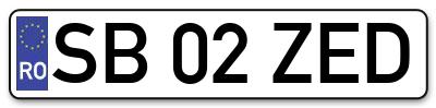 Placuta inmatriculare numar auto  SB-02-ZED, SB 02 ZED, SB02ZED