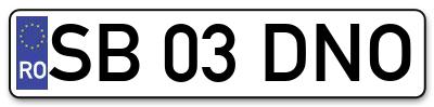 Placuta inmatriculare numar auto  SB-03-DNO, SB 03 DNO, SB03DNO
